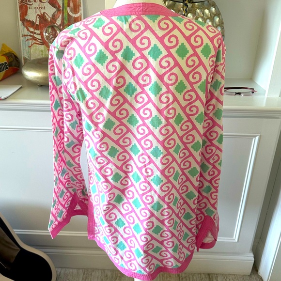 Tracey Negoshian Long Sleeve V Neck Blouse in Pink Size Large - Picture 12 of 12